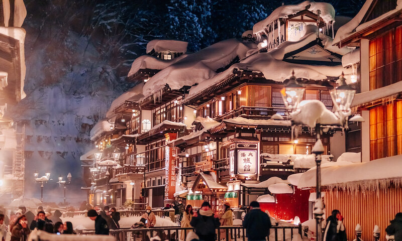 Ginzan Onsen vào mùa đông 